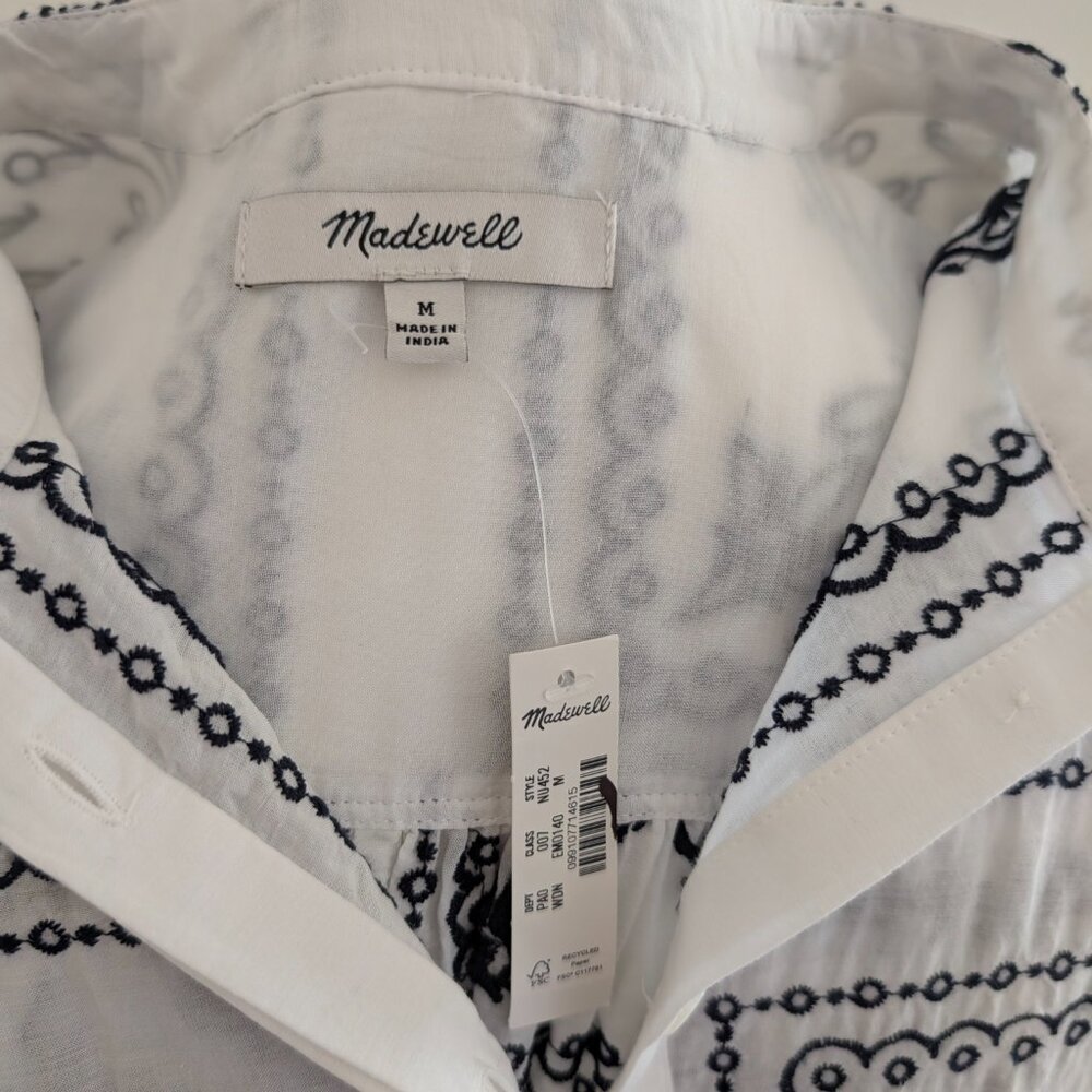 Madewell White Button-Down Bandana Print Top - Picture 7 of 8
